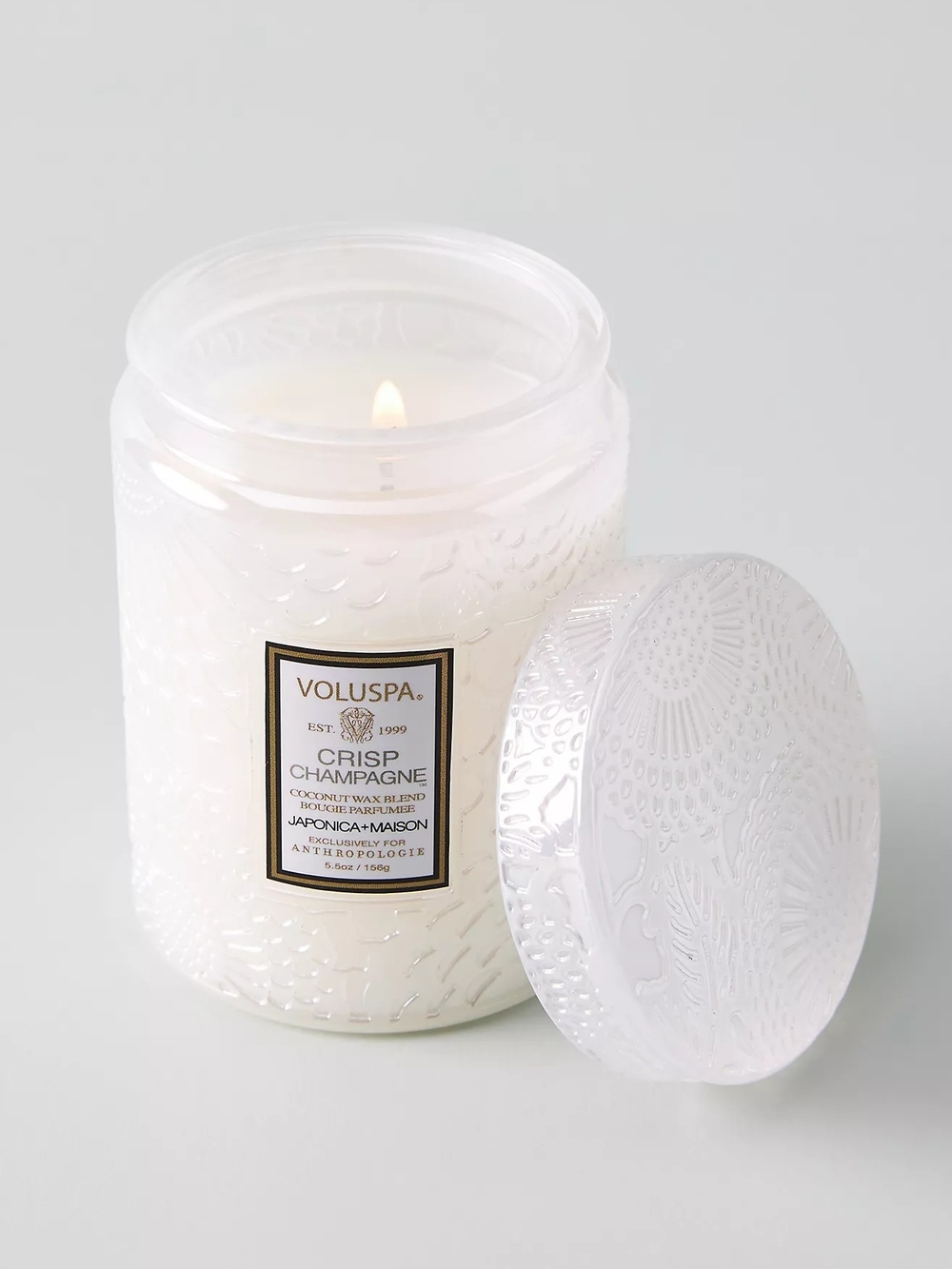 NWT Voluspa Crisp Champagne Mini Glass Candle - White
